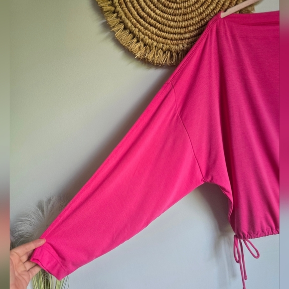 Athleta, New Cool Down Pink Long Sleeve Modal Drawstring Yoga Top Size Medium - Picture 4 of 14
